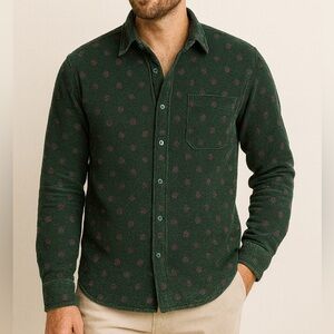 American Eagle Green 100%Cotton 90’s Style Corduroy Button Down Men’s L Retro